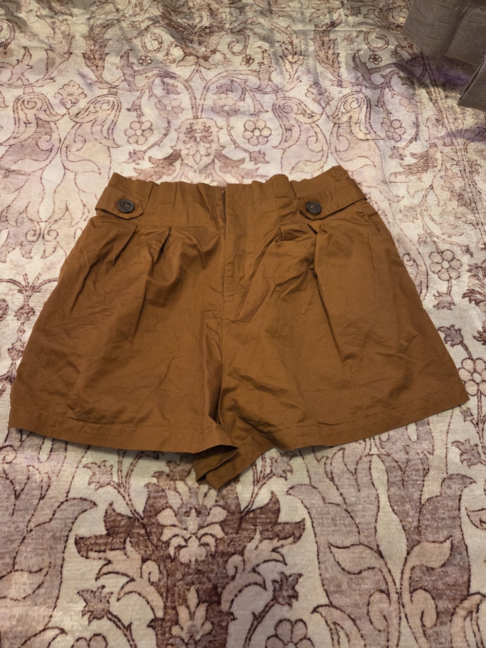 Forever 21 Rust-Brown High-Waist Pleated Shorts